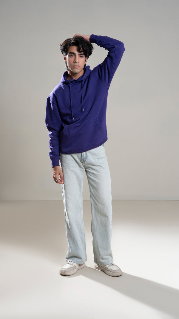 Unisex Lavish Blue Fleece Comfort Fit Pullover Hoodie