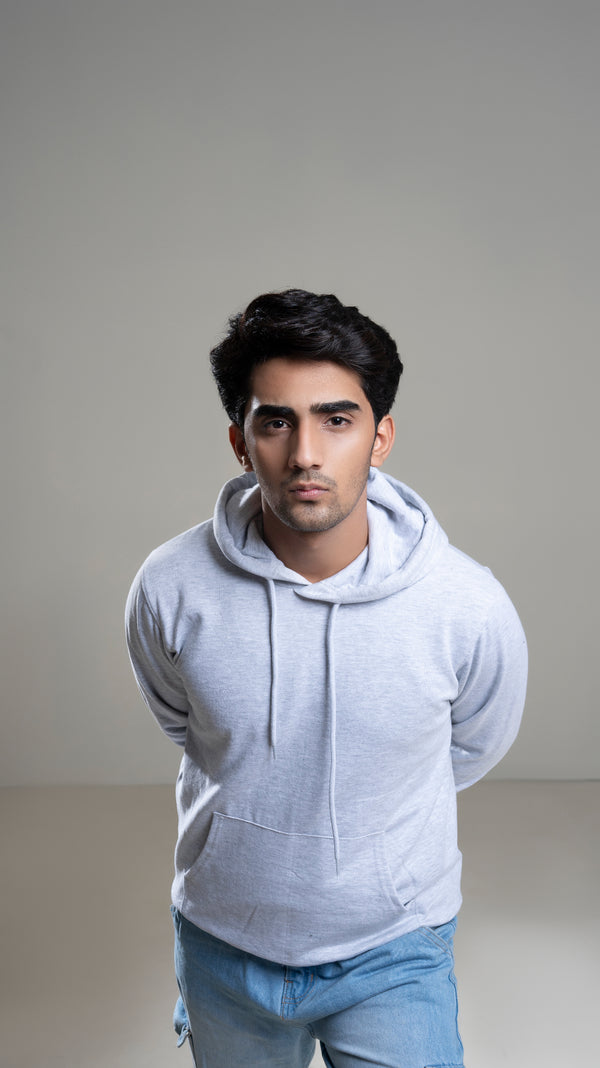 Unisex Silver Grey Fleece Comfort Fit Pullover Hoodie