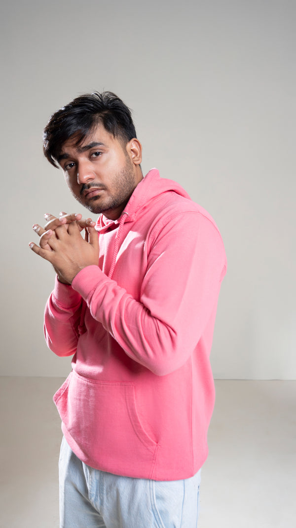 Unisex Hot Pink Fleece Comfort Fit Pullover Hoodie